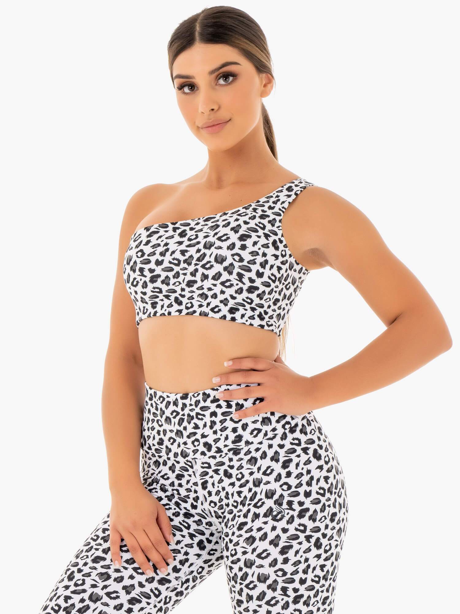 Adapt One Shoulder Sports Bra - Snow Leopard - Image 3
