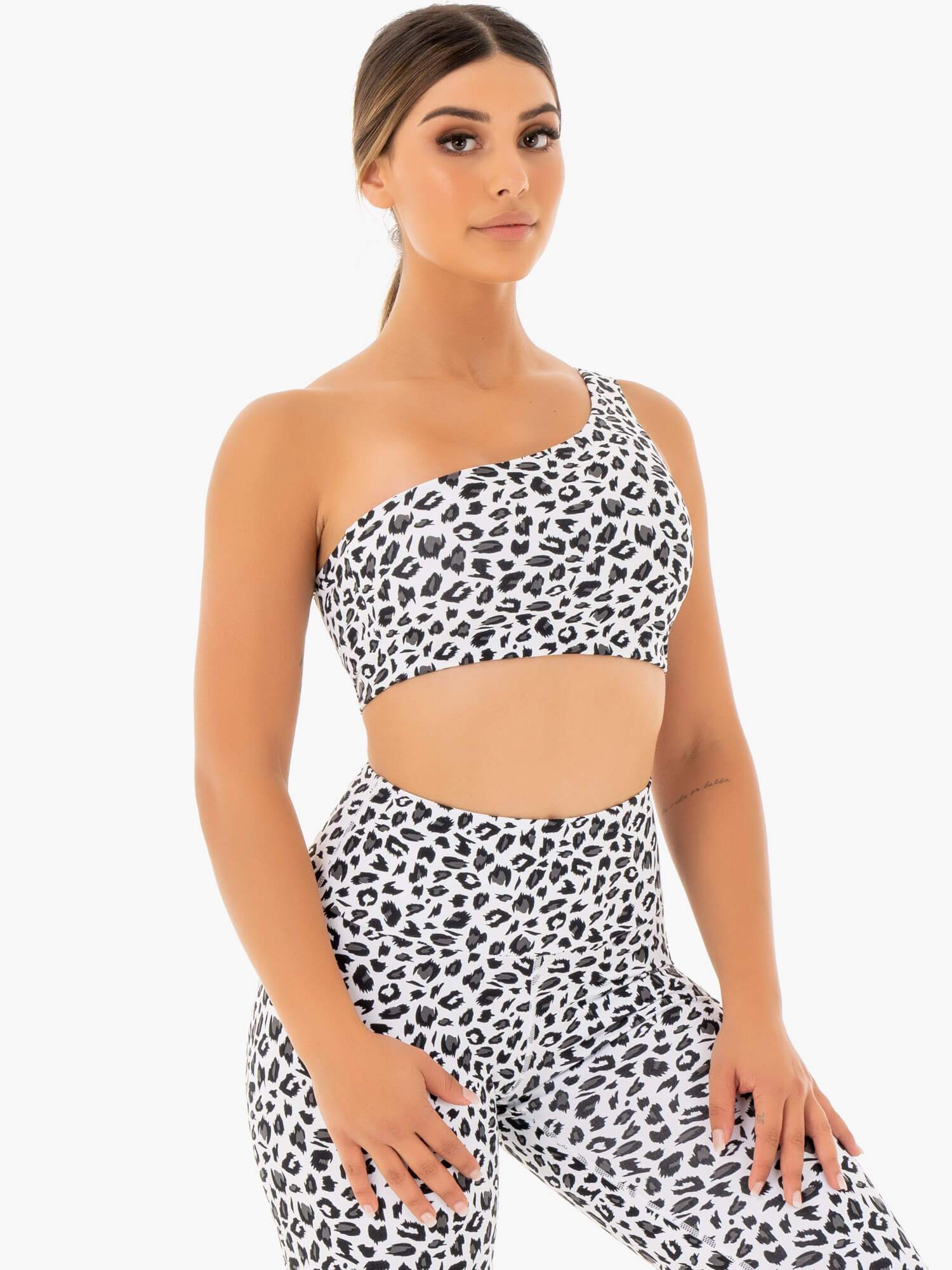 Adapt One Shoulder Sports Bra - Snow Leopard - Image 4