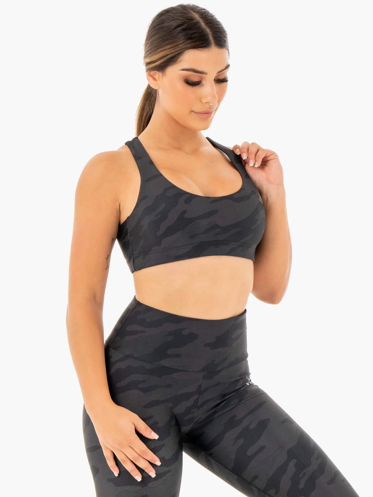 Camo Sports Bra - Black Camo - Image 4