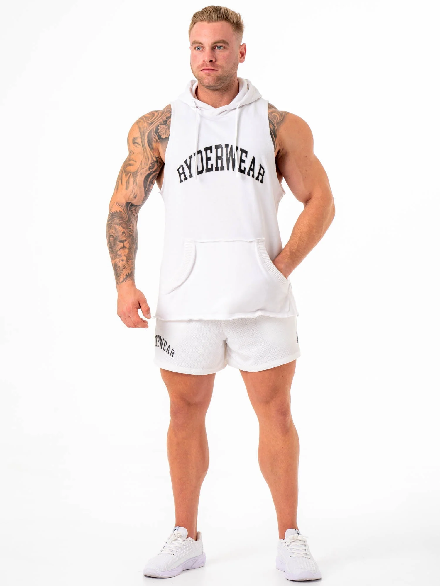 Collegiate Sleeveless Hoodie - White - Image 6