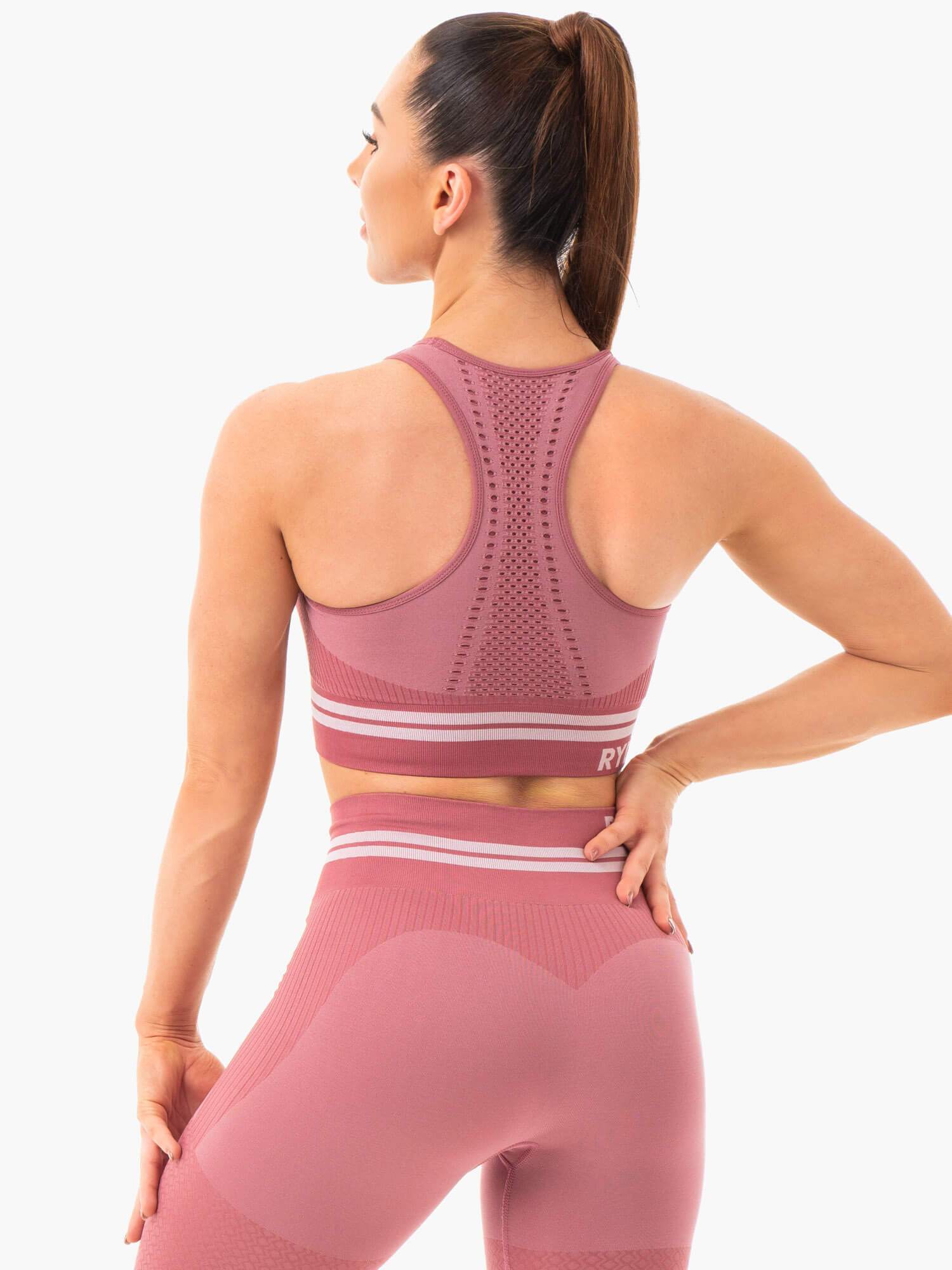 Freestyle Seamless Longline Sports Bra - Dusty Pink - Image 2