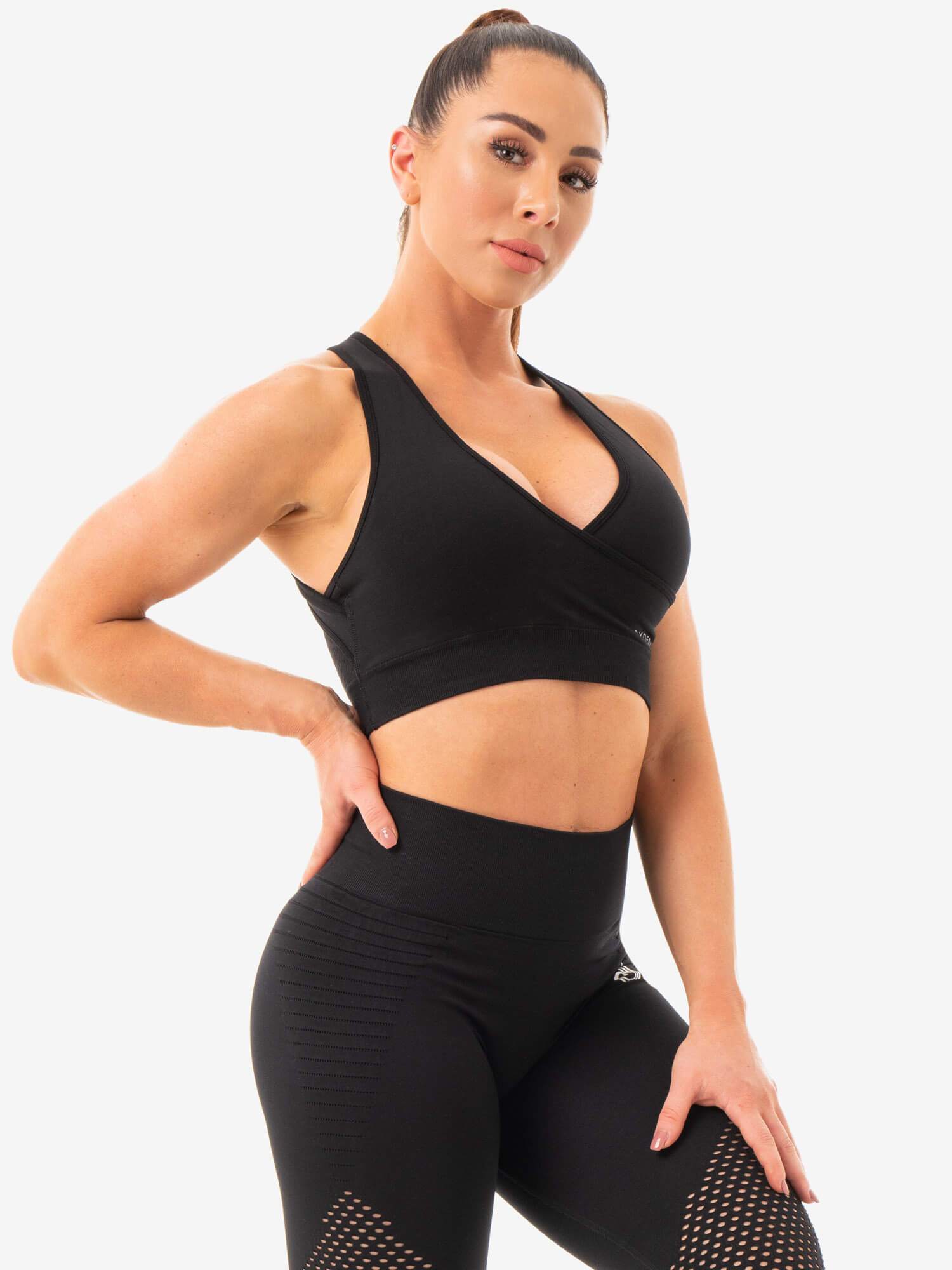 Geo Seamless Sports Bra - Black - Image 4