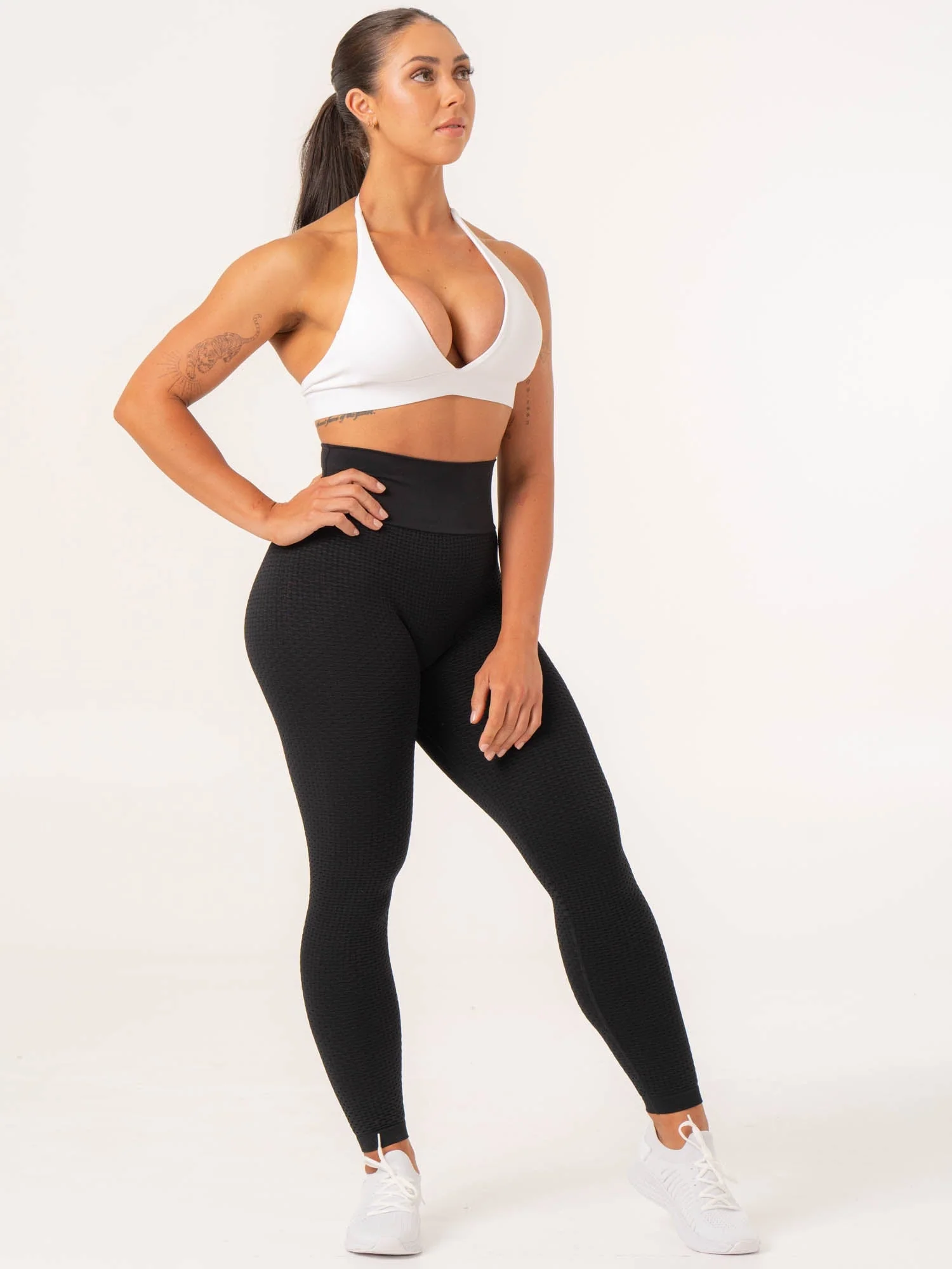 Honeycomb Scrunch Seamless Leggings - Black - Image 6