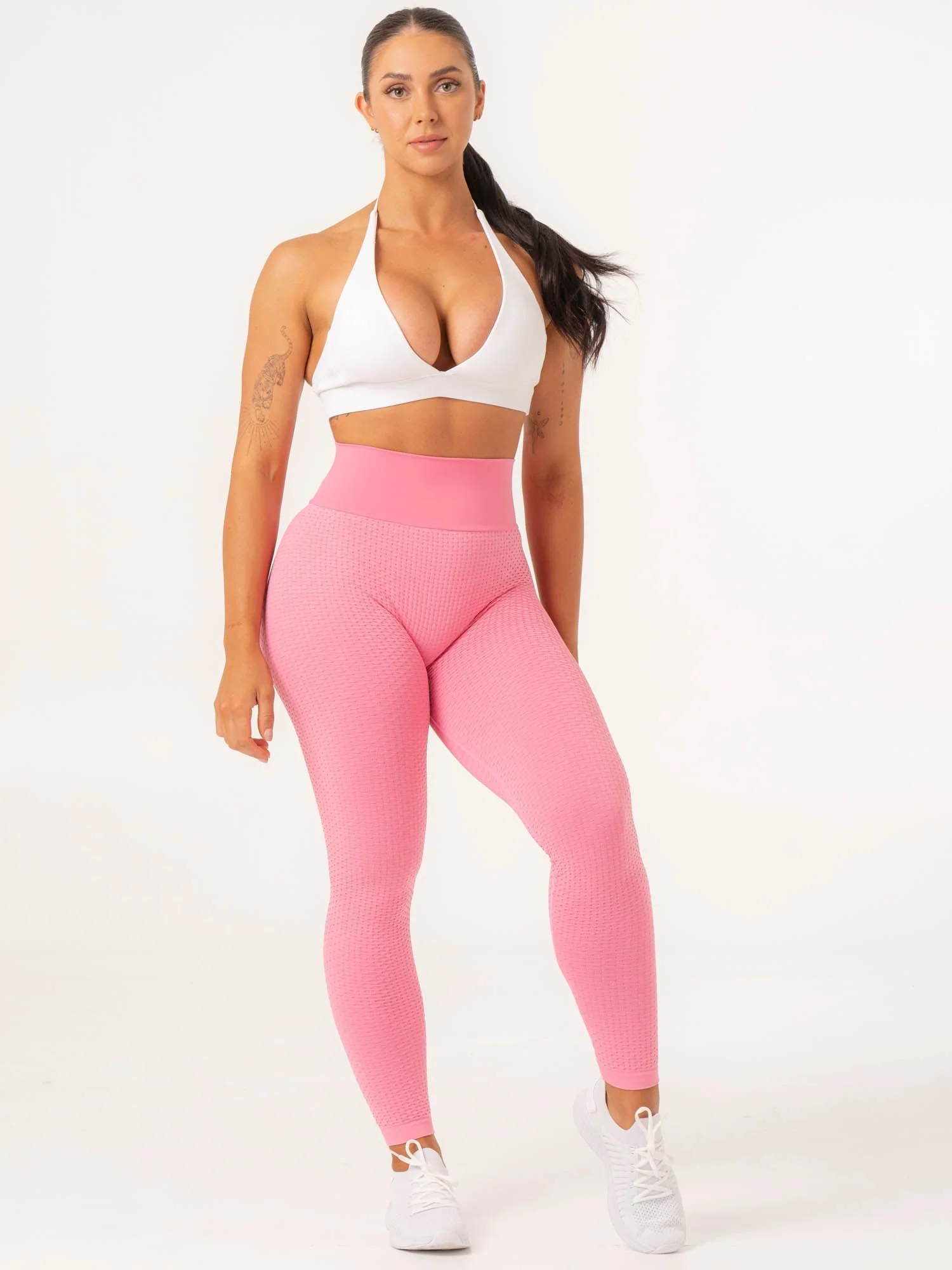 Honeycomb Scrunch Seamless Leggings - Bright Pink - Image 7