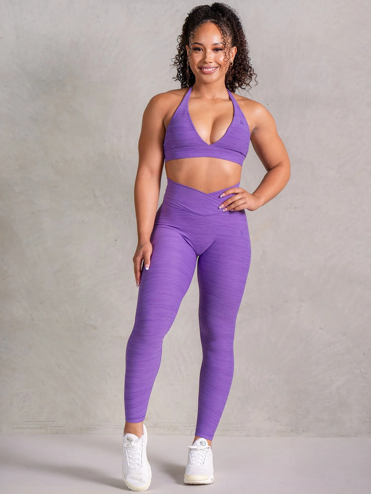 Icon Cross Over Scrunch Leggings - Violet Marl - Image 5