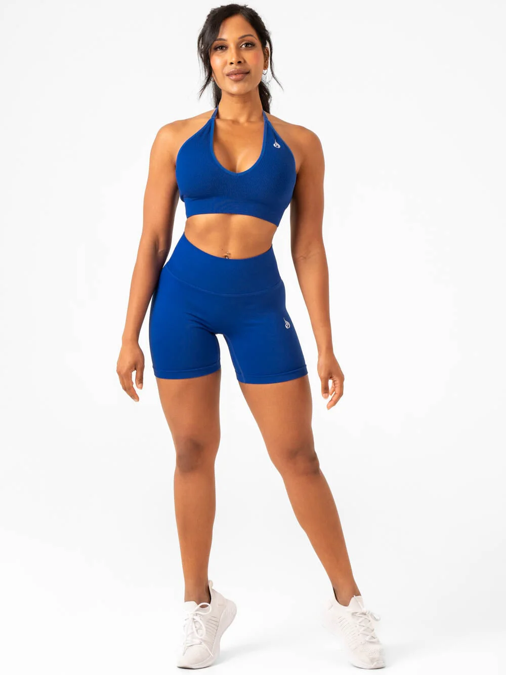 Lift Rib Seamless Halter Sports Bra - Cobalt Blue - Image 6