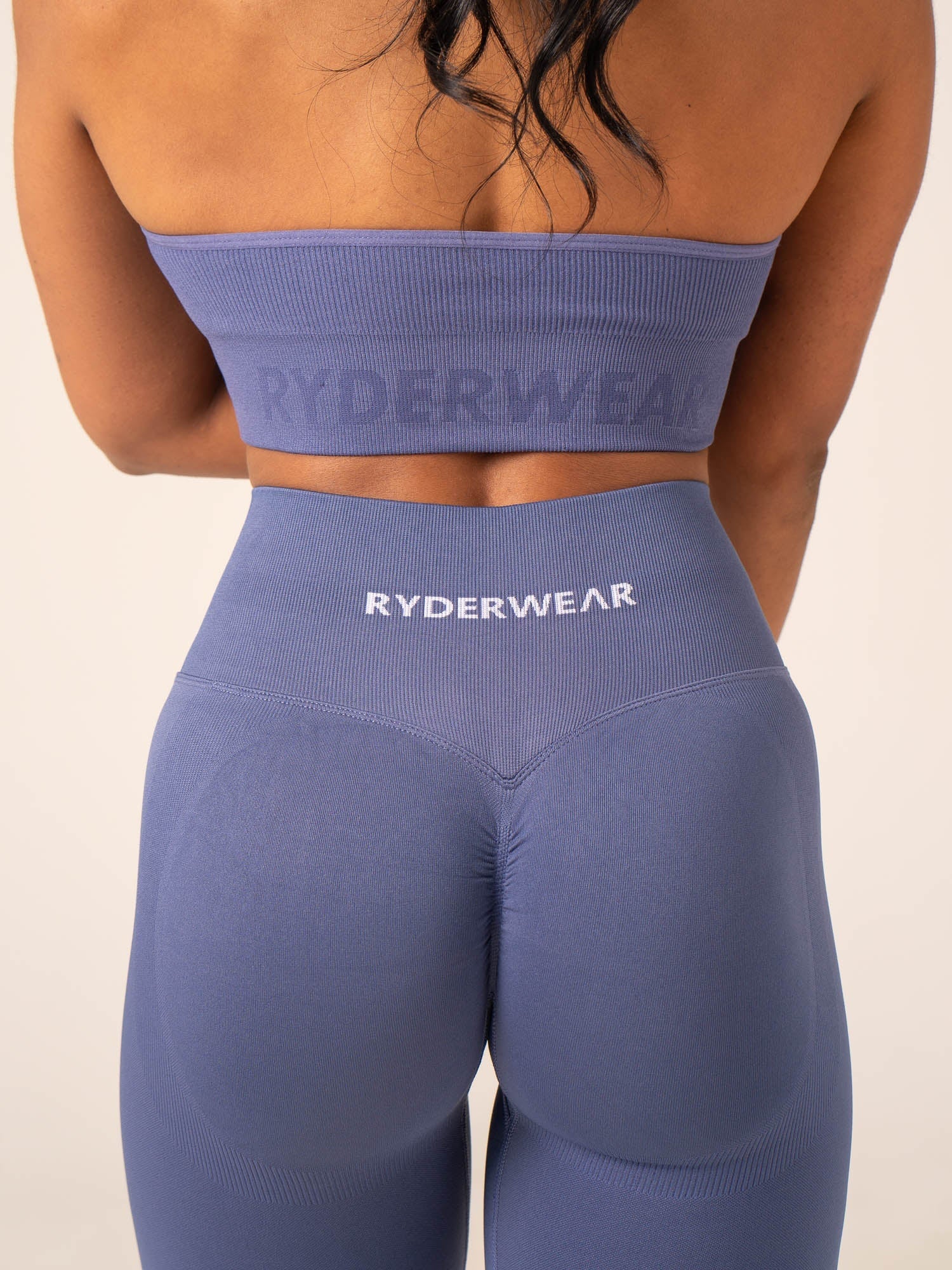 Lift Rib Seamless Halter Sports Bra - Denim Blue - Image 5