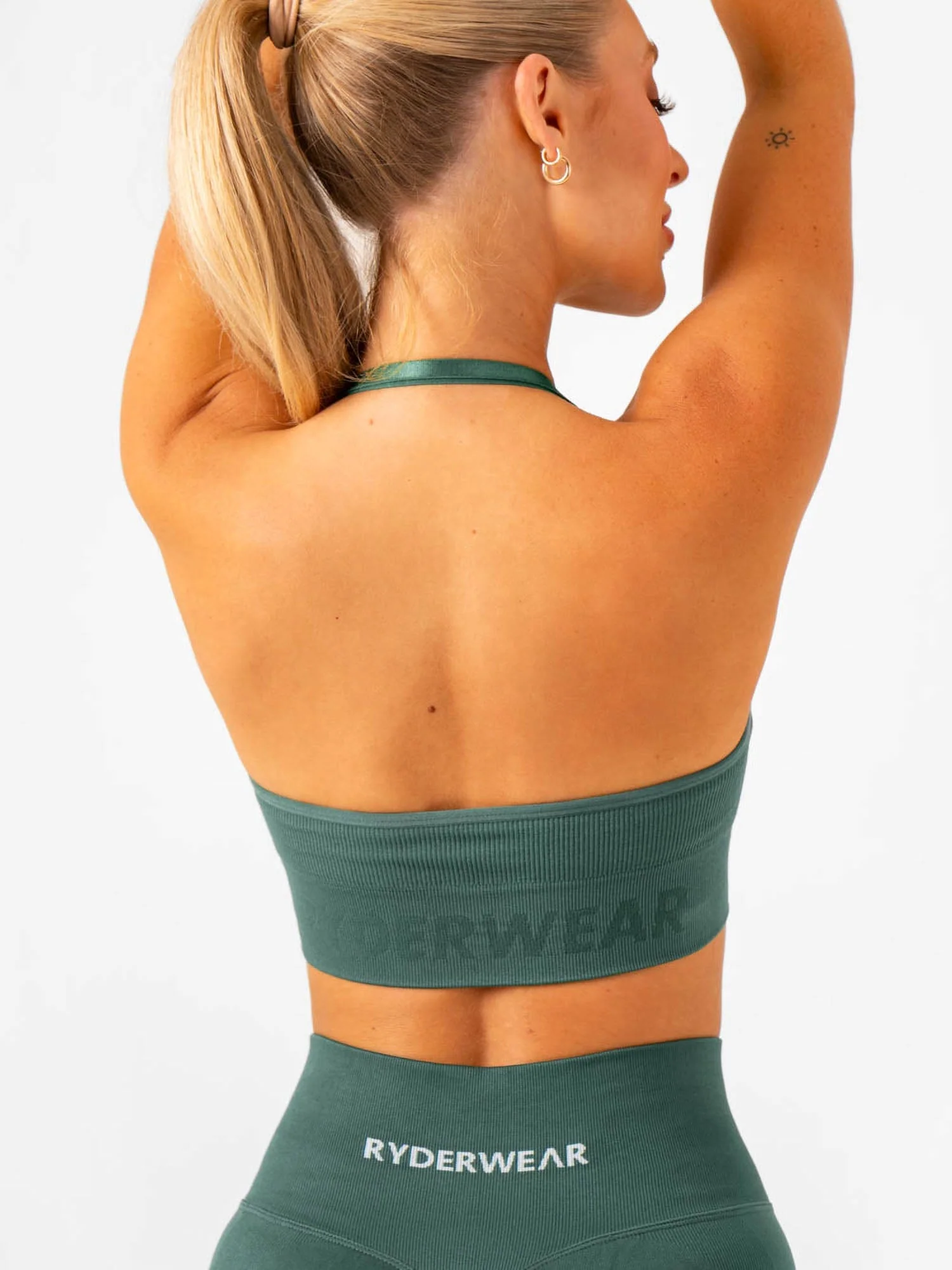 Lift Rib Seamless Halter Sports Bra - Petrol - Image 2