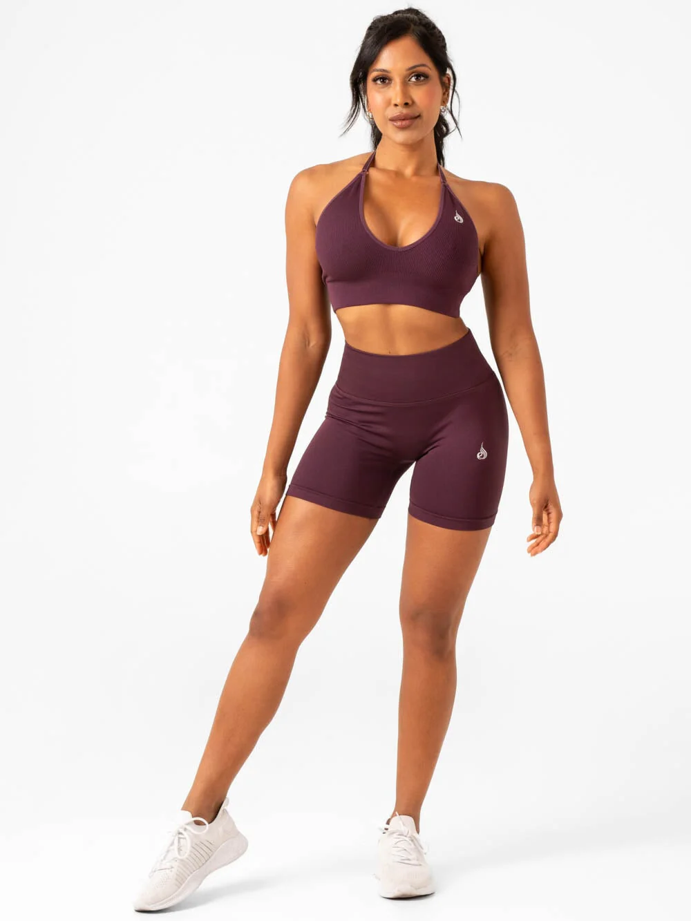 Lift Rib Seamless Halter Sports Bra - Plum - Image 5