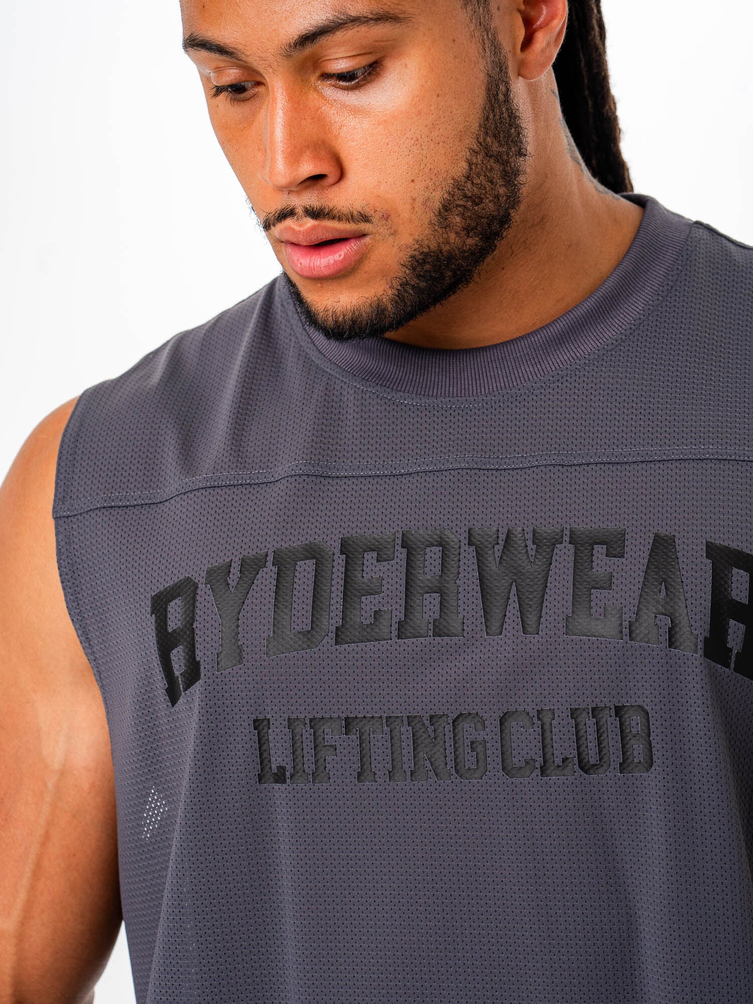 Mesh Flex Muscle Tank - Charcoal - Image 4