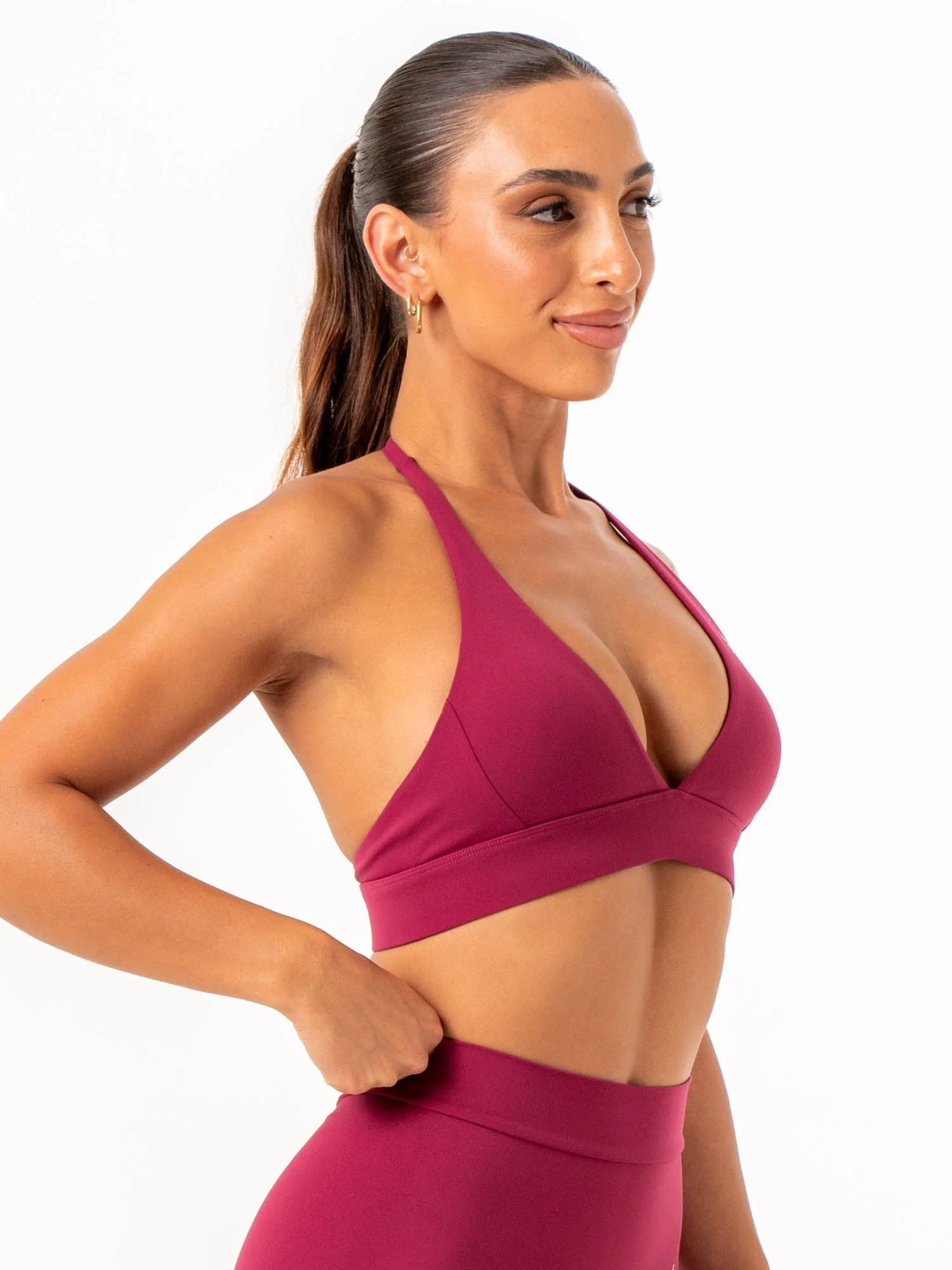 NKD Halter Sports Bra - Wine - Image 3