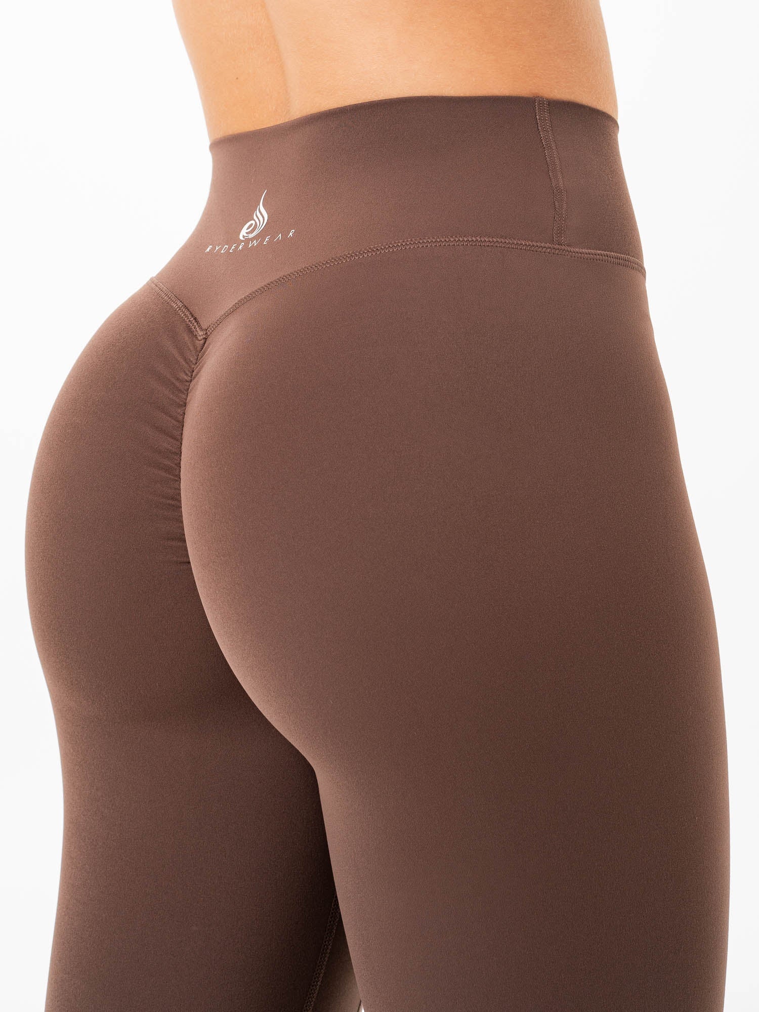 NKD High Waisted Scrunch Leggings - Chocolate - Image 4