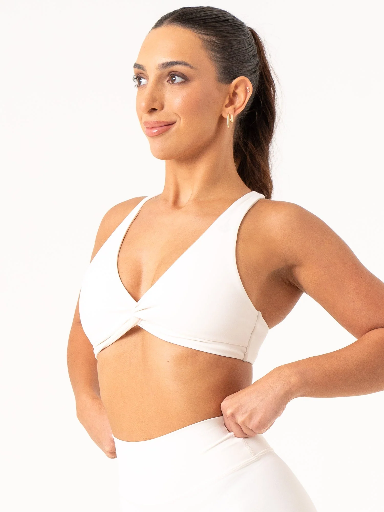 NKD Knot Sports Bra - Off White - Image 3