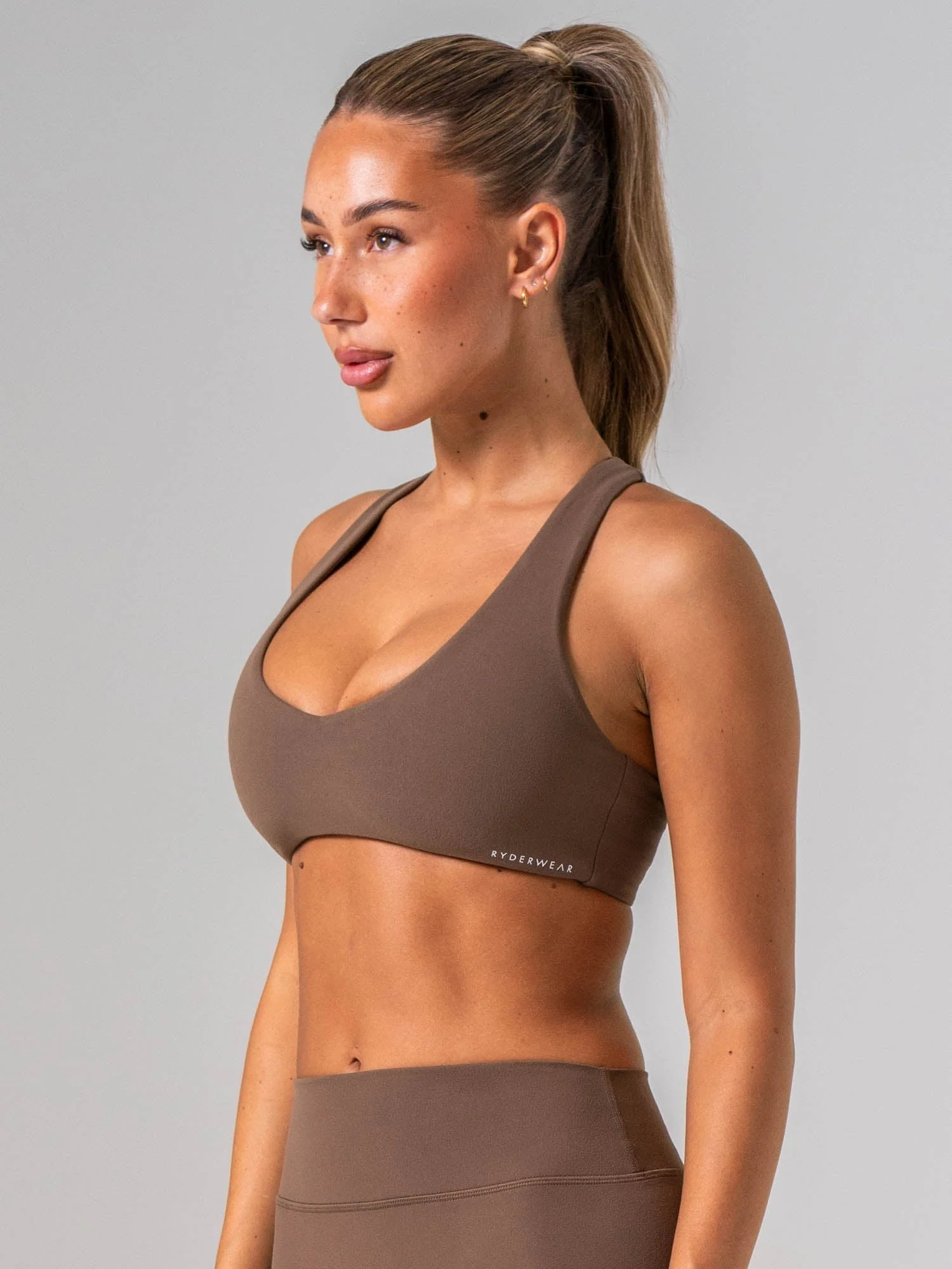 NKD Sueded Luxe V Neck Bra - Chocolate - Image 3