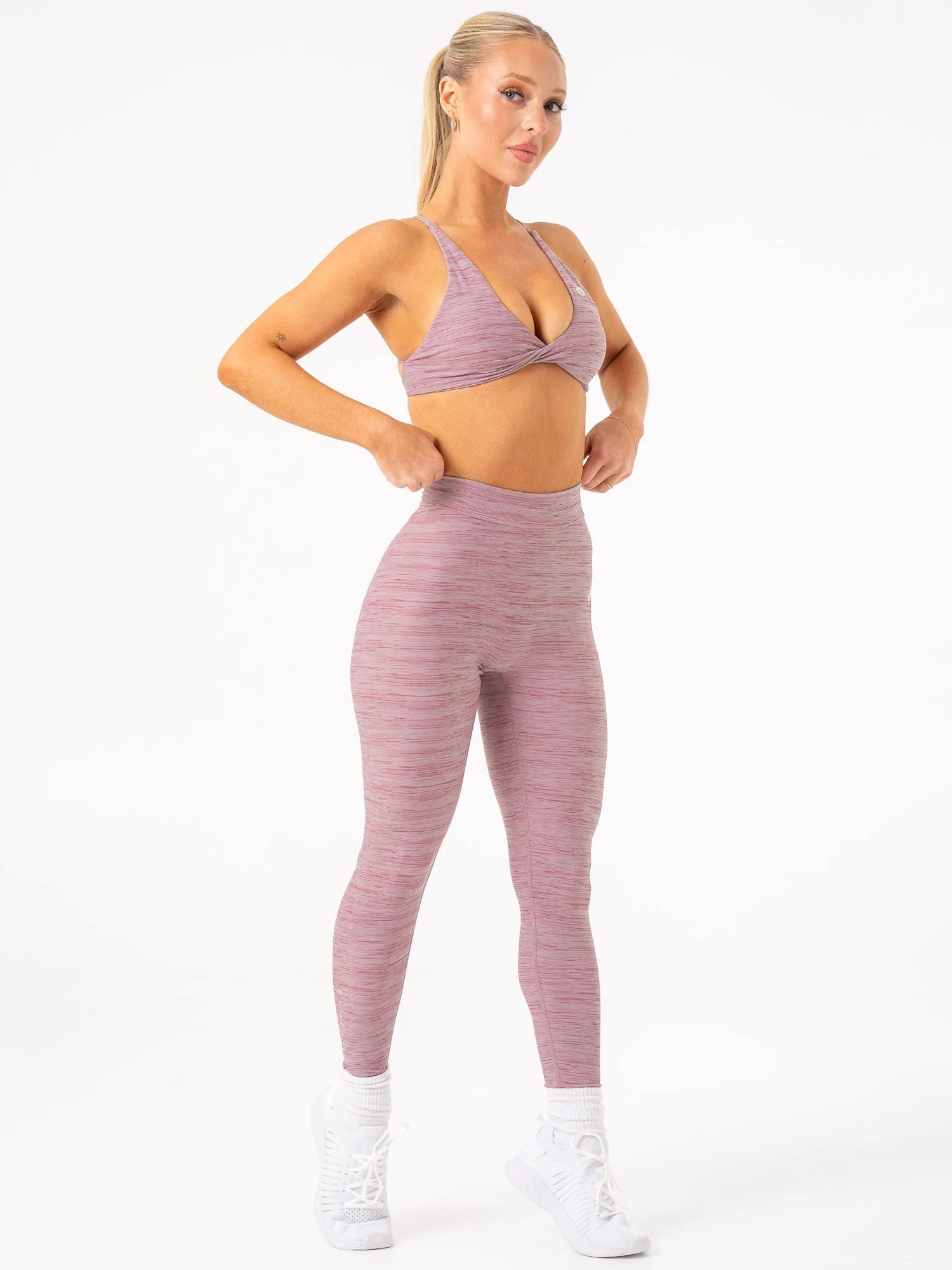 NKD V Scrunch Leggings - Mauve Marl - Image 6