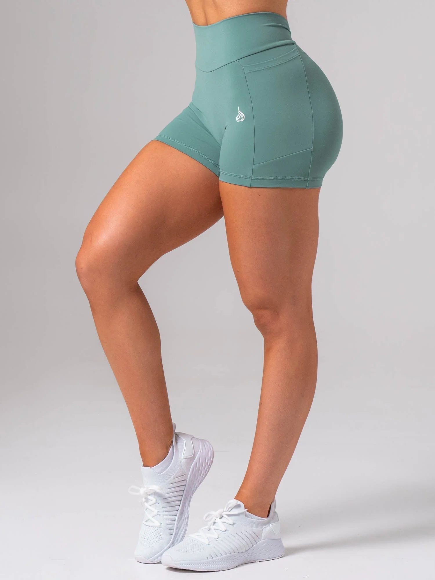 NKD V Scrunch Pocket Shorts - Aquamarine - Image 2
