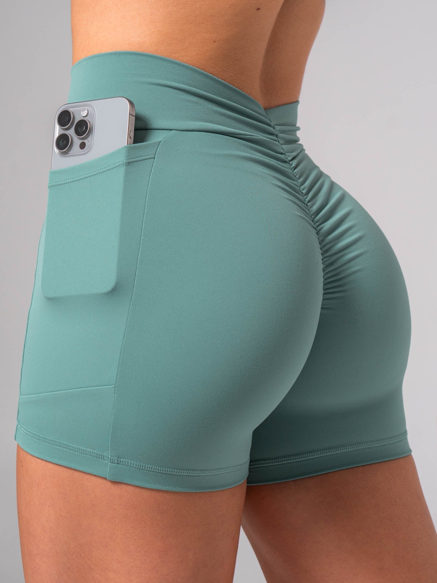 NKD V Scrunch Pocket Shorts - Aquamarine - Image 4