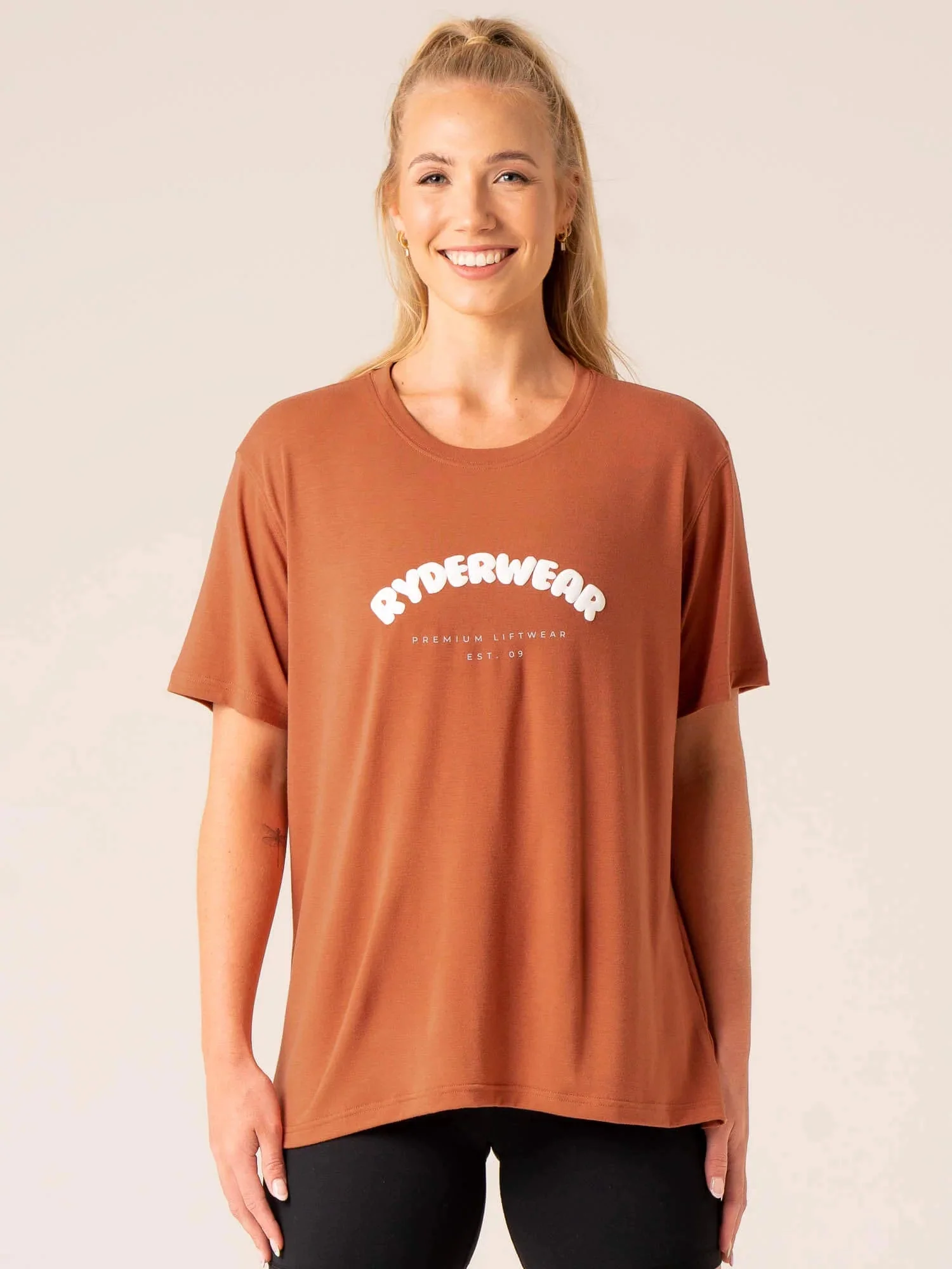 Off Side Longline T-Shirt - Mocha - Image 3
