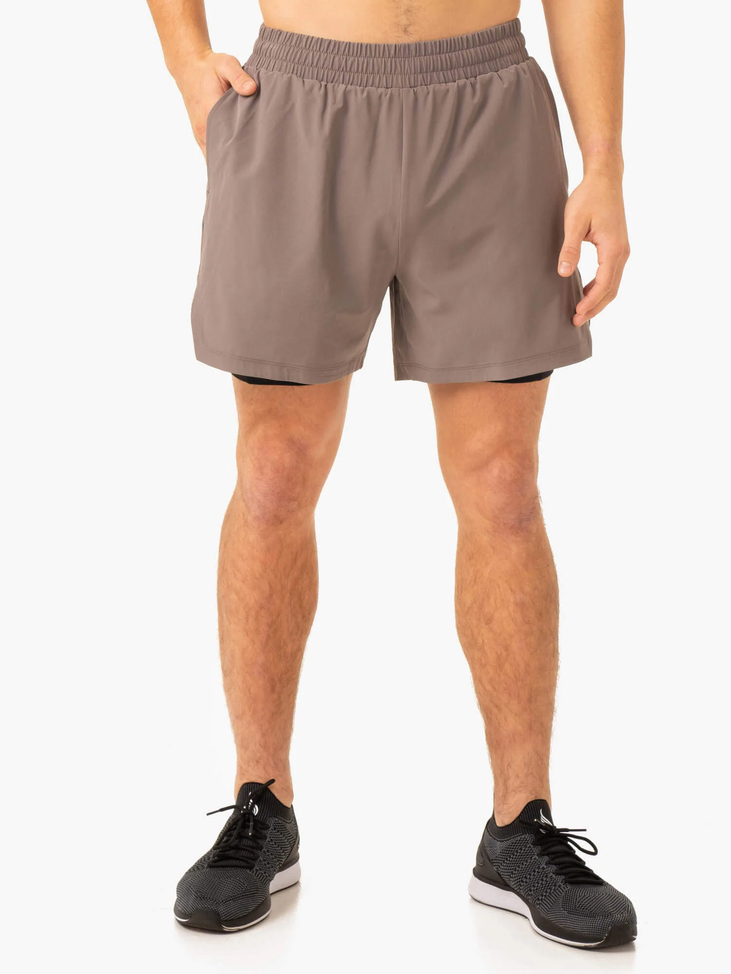 Pursuit 2 In 1 Training Shorts - Taupe - Image 3