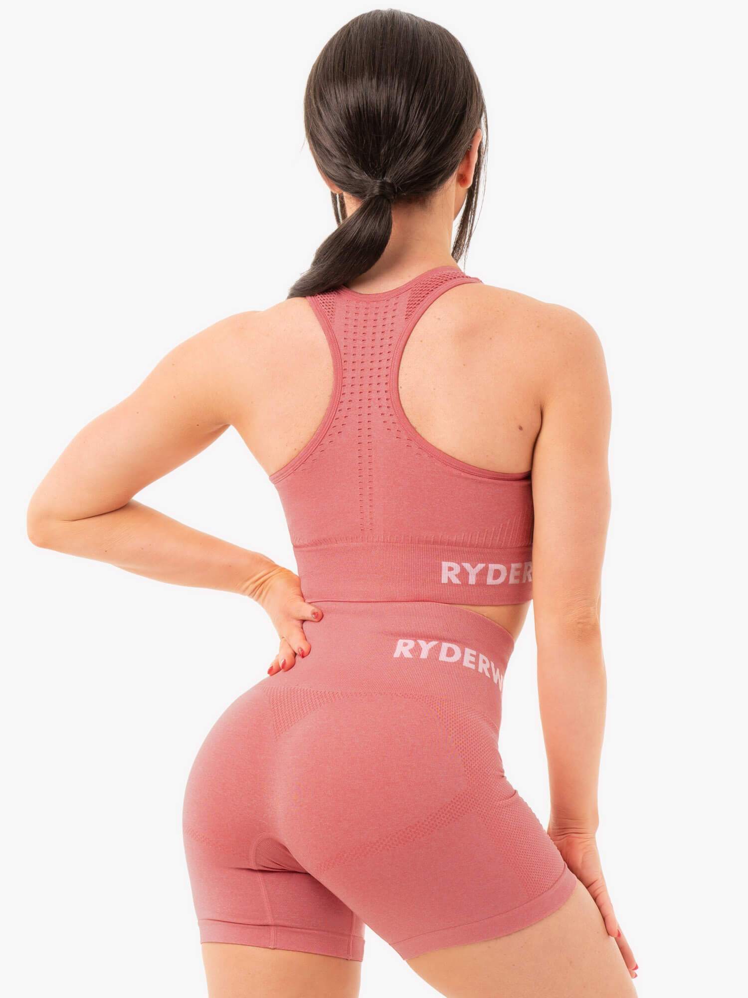 Seamless Staples Sports Bra - Rose Pink Marl - Image 3