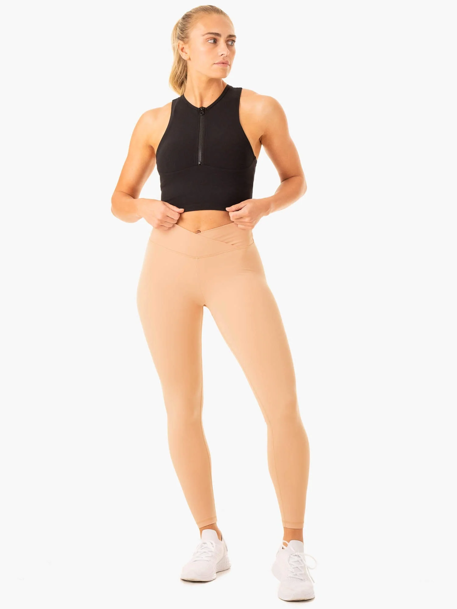 Serene Cross Over Scrunch Leggings - Tan - Image 4