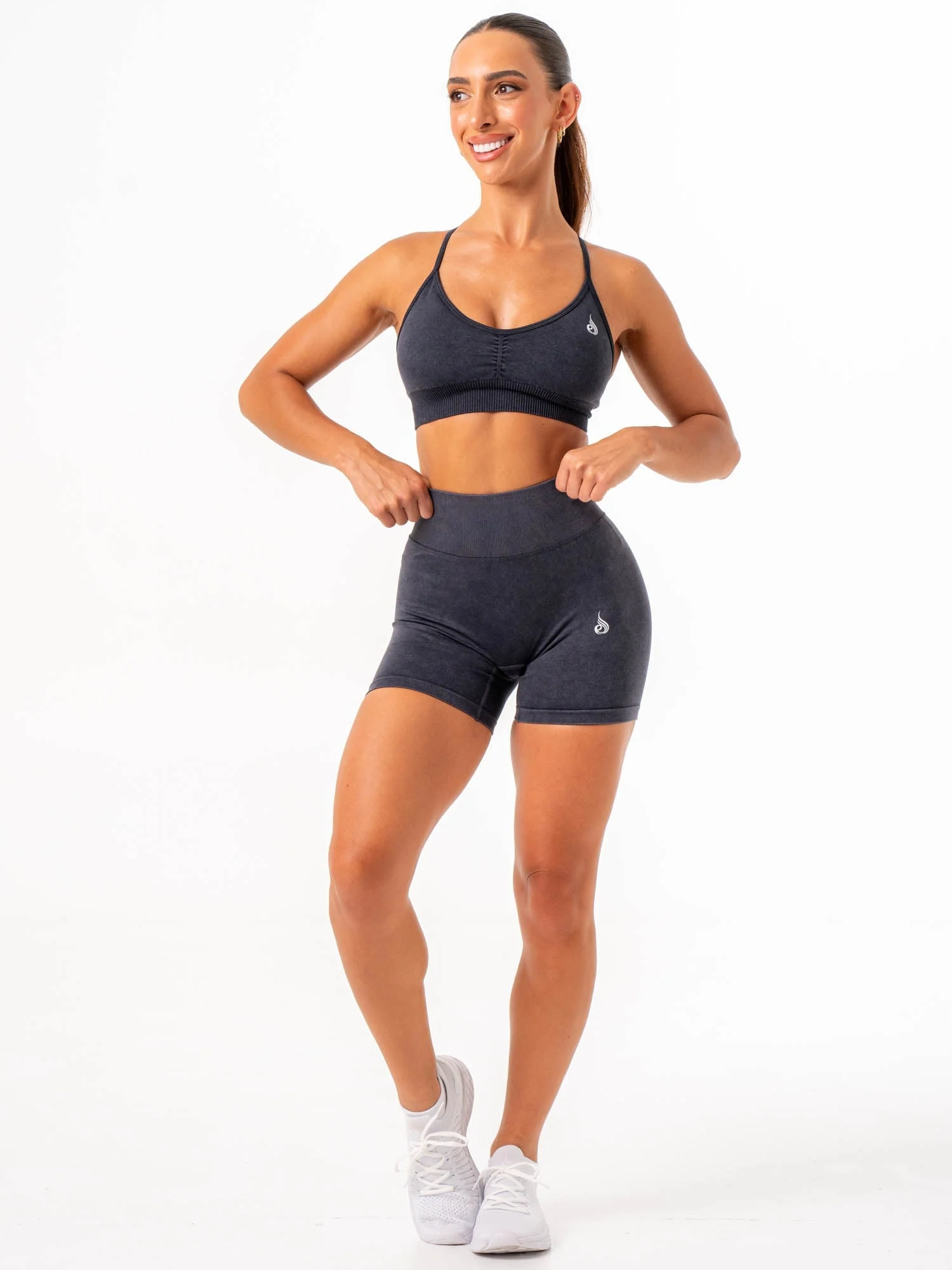 Stonewash Scrunch Seamless Shorts -  Black Stonewash - Image 6