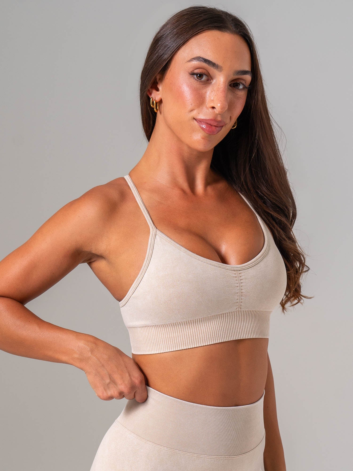 Stonewash Seamless Sports Bra - Oatmeal - Image 5