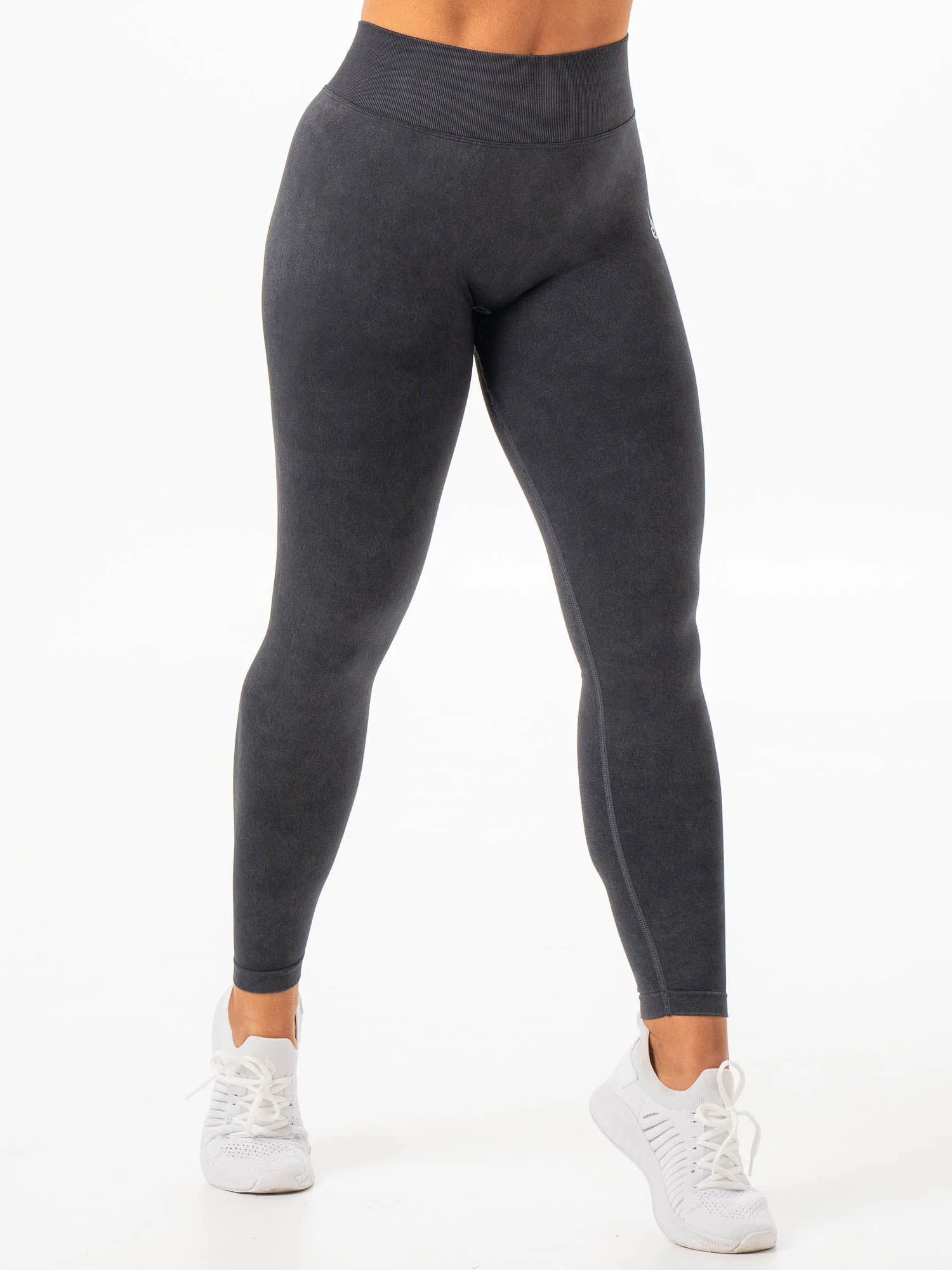 Stonewash Seamless V Back Leggings - Black - Image 5