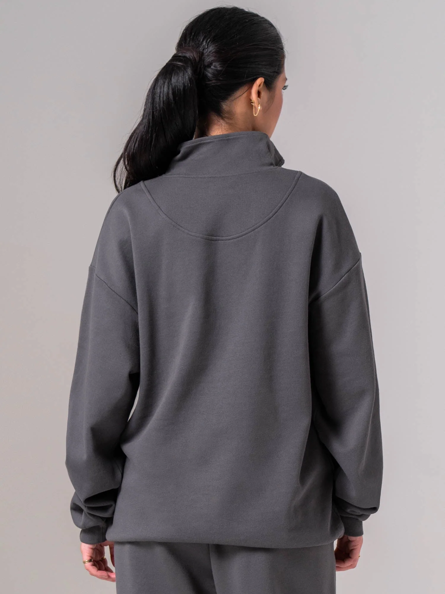 Unisex Fleece Half Zip - Charcoal - Image 3