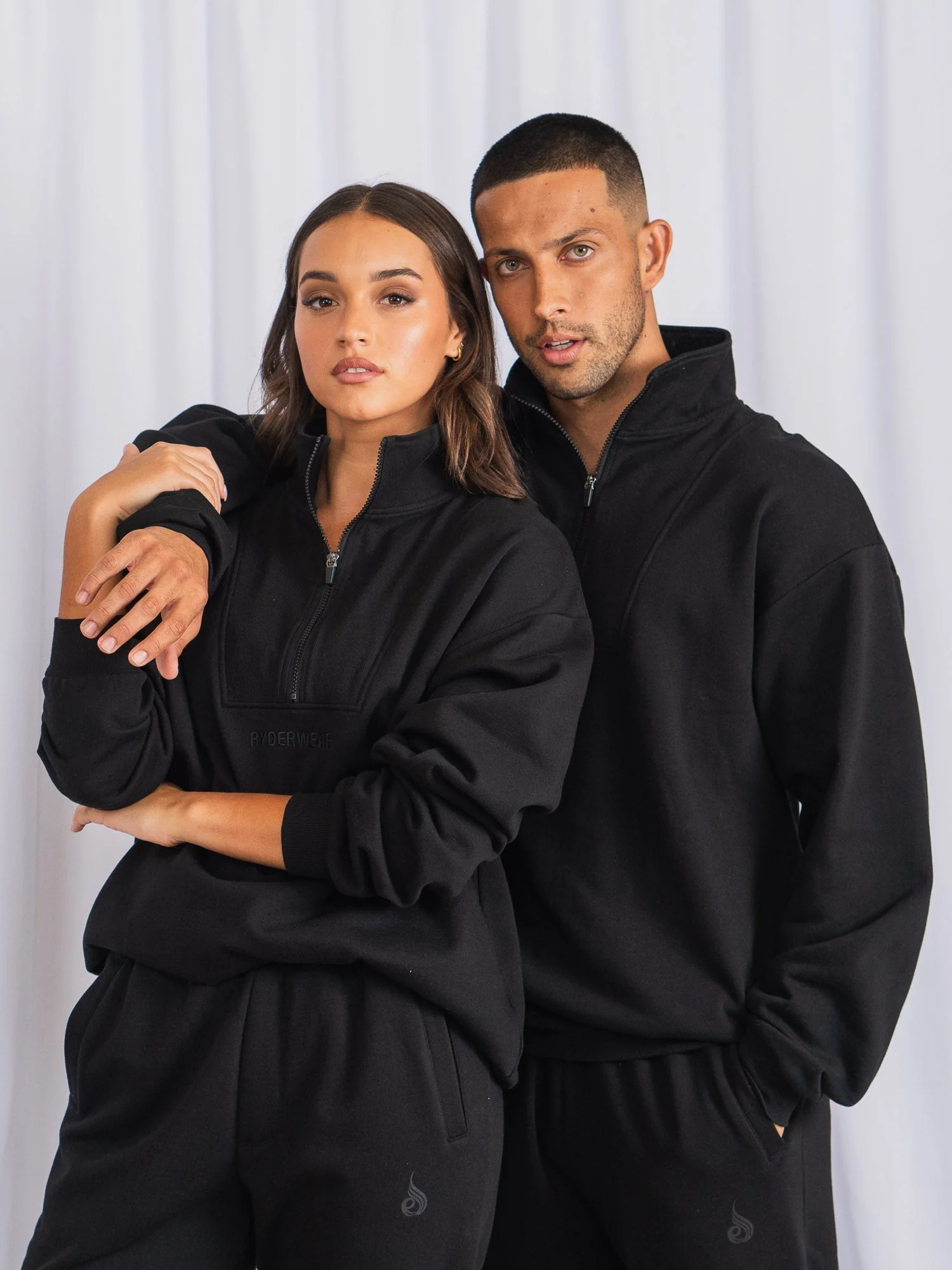 Unisex Half Zip Jumper - Black - Image 5