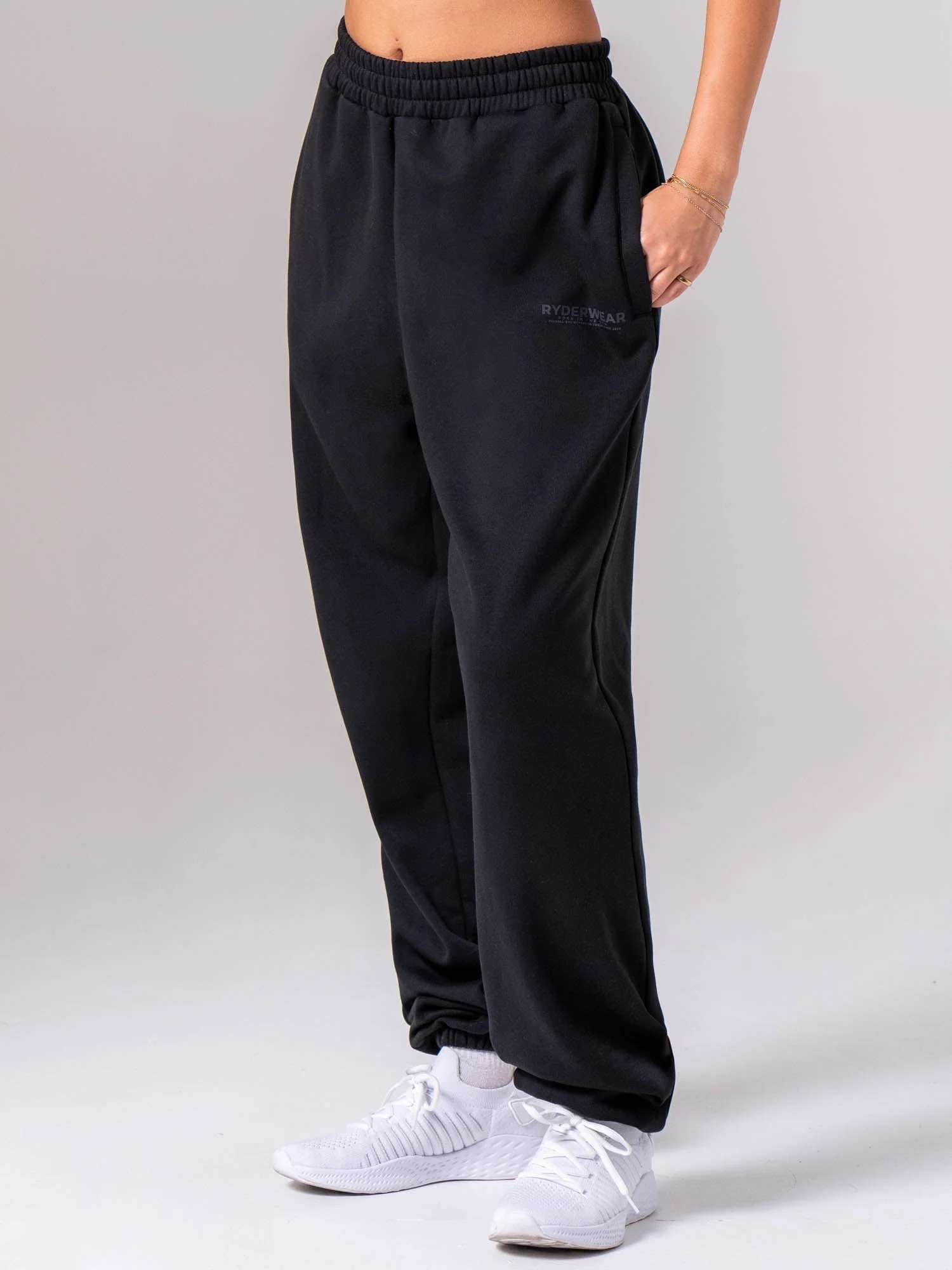 Unisex Fleece Track Pant - Black - Image 2
