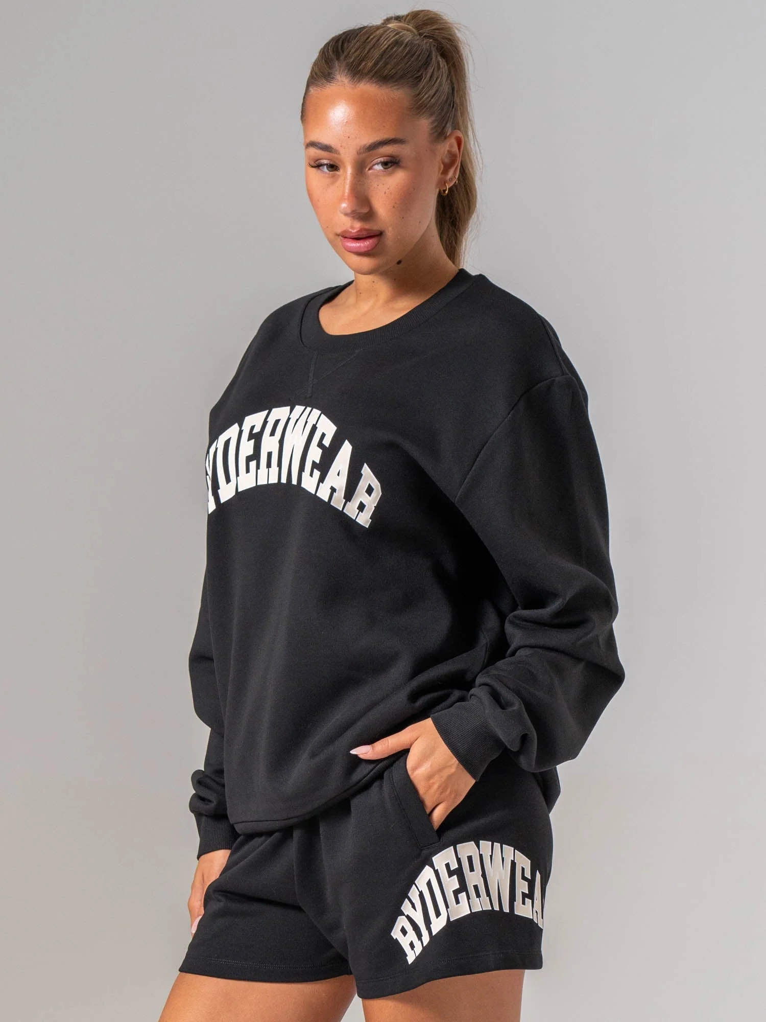 Women's Collegiate Crew Neck - Black - Image 5